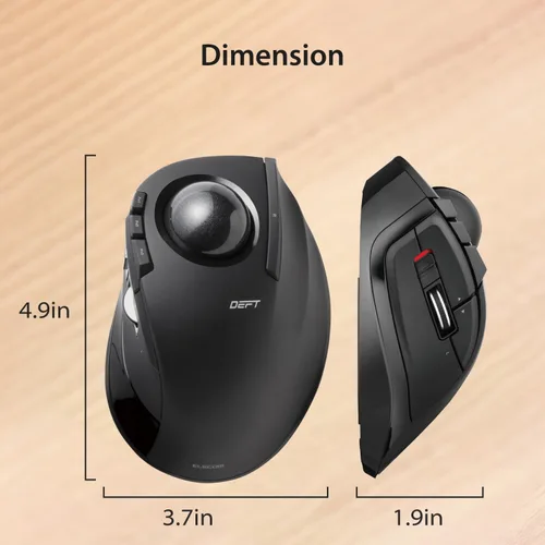 Vista 7 de ELECOM DEFT - Ratón de trackball, inalámbrico de 2.4 GHz, control de dedos, función de 8 botones con seguimiento suave, diseño ergonómico, sensor
