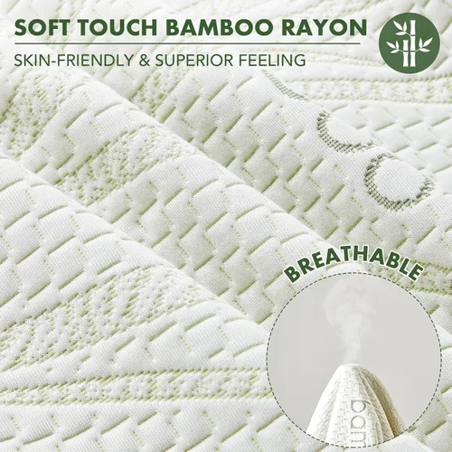 Vista 6 de Protector de colchón impermeable tamaño individual XL, protector de colchón transpirable de rayón de bambú con bolsillos elásticos profundos