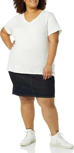 Vista 4 de Tienda Essentials Camiseta de manga corta con cuello en V para mujer, paquete múltiple