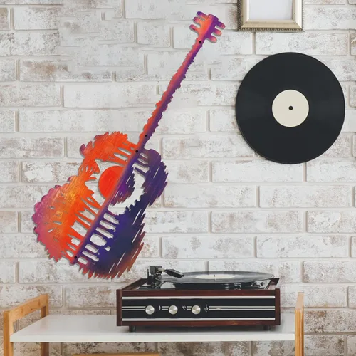 Vista 7 de KOYILTD Decoración de pared de metal rústico Music Is What Feelings Sound Like Guitar Pick Escultura de pared de guitarra, arte de pared de guitarra