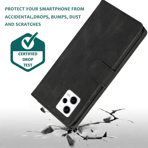Vista 7 de Compatible con Xiaomi Redmi Note 12 Pro Plus/Pro+ 5G Wallet Case Protector de pantalla y cremallera Funda de cuero retro Flip Cover Titular