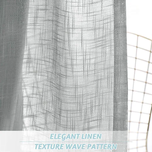 Vista 3 de RYB HOME - Cortinas de lino con textura transparente, 2 paneles