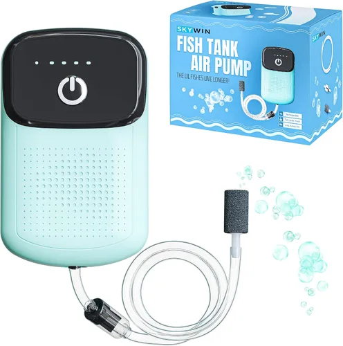 Vista 8 de Skywin Portable Aerator for Fish,USB Rechargeable Live Bait Aerator 18–32H Battery, Keeps Bait Alive Anywhere, Quiet Aquarium Water Pump for