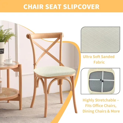 Vista 6 de Gute Fundas de asiento para silla, fundas de asiento para sillas de comedor con lazos, fundas elásticas de jacquard para sillas de comedor y cocina