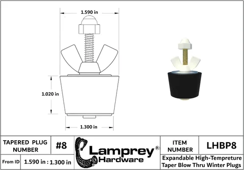 Vista 2 de #8 Invierno Plug Blow Thru con válvula Schrader para tubo de 1,5 pulgadas - LHBP8 (1)