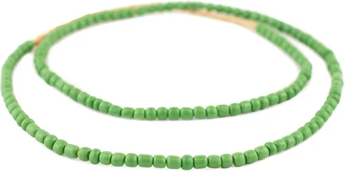 Vista 3 de The Bead Chest Cuentas de vidrio verde de Ghana (2 hebras), cuentas de vidrio de Ghana