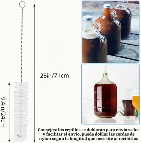 Vista 2 de Paquete de 2 Cepillos para Garrafón de 28 pulgadas, Cepillo de Limpieza para Garrafón, Cepillo para Botellas de Garrafón, Cepillos para Garrafón