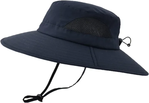 Vista 7 de Surblue Sombrero de sol para mujeres/hombres, sombrero de pesca con protección UV UPF 50+ sombrero de pescador de ala ancha Gris claro