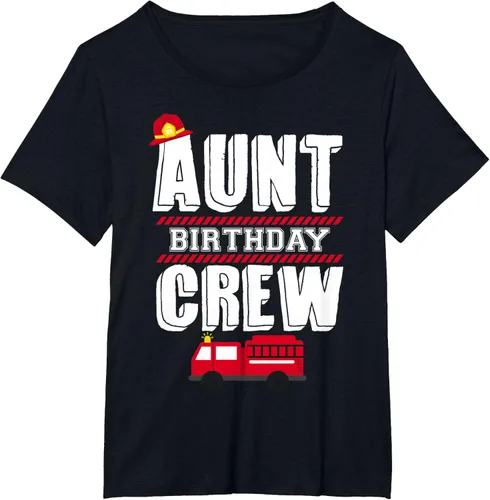 Vista 35 de Aunt Birthday Crew Fire Truck Fireman - Camiseta para fiesta de acogida, Negro, S
