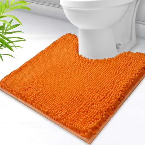 Vista 22 de Alfombras de baño en forma de U, alfombras de baño de felpilla súper absorbentes y respaldo antideslizante de PVC fuerte para inodoros, lavables a