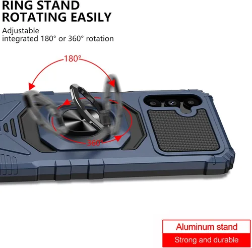 Vista 5 de Ailiber Funda para teléfono Samsung Galaxy A13, funda Samsung A04S con protector de pantalla, soporte de anillo para montaje magnético de automóvil