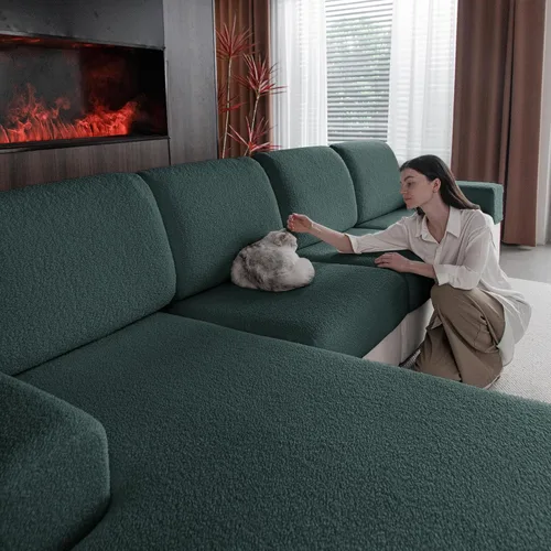 Vista 10 de OHSIO Fundas de Cojines de Sofá para Sofá Seccional, Fundas de Sofá Suaves Elásticas Lavables Resistentes al Desgaste Protector Universal de Muebles