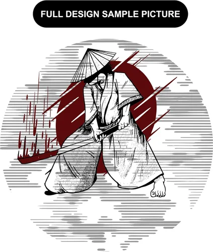 Vista 5 de Katana samurái vintage interior sublimado Pro brasileño Jiu Jitsu BJJ Kimono Gi Unisex - Cinturón incluido