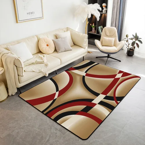 Vista 47 de Alfombra de área en espiral colorida de 3 x 5 pies, abstracta y moderna geométrica, decoración de remolinos, antideslizante, para hombres, mujeres