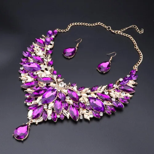 Vista 3 de Gargantilla de cristal para mujer de moda, collar de pendientes, collar bohemio