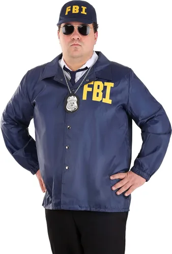 Vista 2 de Conjunto de disfraz del FBI de talla grande para hombre, disfraz de agente del FBI para hombre, Azul