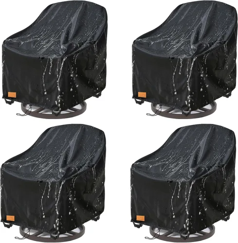 Vista 15 de Juego de fundas para muebles de patio de 3 piezas, 2 fundas para sillas de patio de 33 pulgadas y 1 funda de sofá de 3 plazas de 79 pulgadas