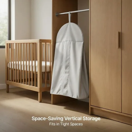 Vista 8 de EVERYDAY KIDS Organizador colgante de almacenamiento de pañales para guardería, apilador de pañales plegable, lavable a máquina y espacio espacioso