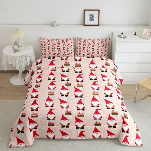 Vista 9 de Erosebridal Juego de edredón de Navidad, tamaño individual, relleno de edredón mágico de invierno con copos de nieve para adultos, niños, mujeres