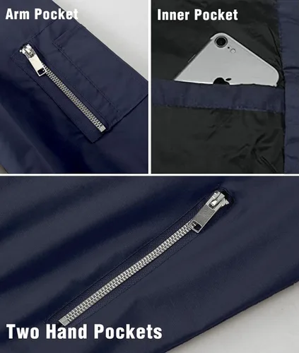 Vista 5 de HJWWIN Men's Slim Fit Lightweight Softshell Flight Bomber Jacket Spring Fall Coat with Pockets