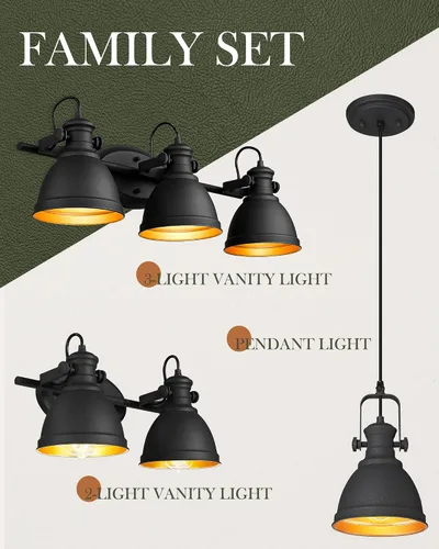 Vista 9 de Lámpara colgante moderna, juego de 2 lámparas colgantes, 3 luces montadas en la pared sobre el espejo