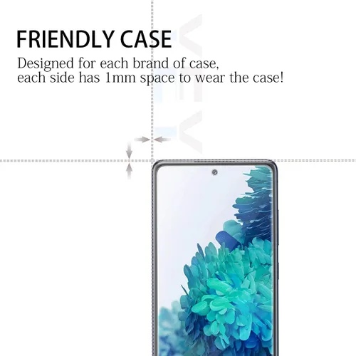 Vista 5 de Protector de pantalla de vidrio templado transparente para Galaxy S20 FE HD + protectores de lente de cámara, [2+2 unidades] [vidrio 3D]