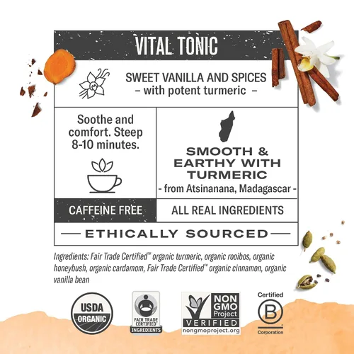 Vista 2 de Té de cúrcuma, Amber Sun, Numi Organic Mezcla de té de cúrcuma de hierbas con rooibos y especias