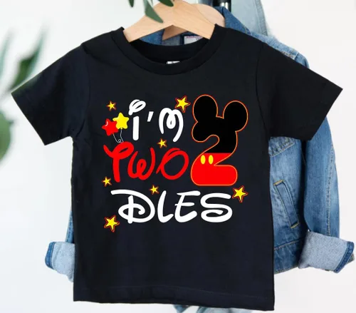 Vista 3 de Conjunto de Camiseta de Mickey "Soy Twodles Segundo Cumpleaños" Regalo de 2do Cumpleaños
