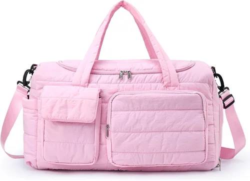 Vista 66 de Bolsa de Gimnasio Pequeña para Mujer, Bolsa de Lona de Viaje, Bolsa de Fin de Semana con Compartimento para Zapatos