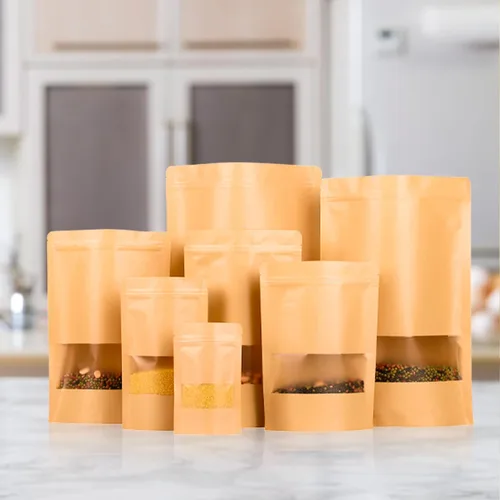 Vista 2 de 100 bolsas resellables para almacenamiento de alimentos, bolsas de papel de estraza reutilizables para dulces, galletas, bolsas de papel kraft