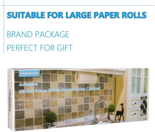 Vista 6 de El soporte de la toalla de papel debajo del gabinete/el soporte de pared SUS304 cepilló el acero inoxidable adhesive, no drilling no rust