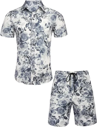 Vista 2 de Daupanzees - Camisa hawaiana de manga corta con botones para hombre