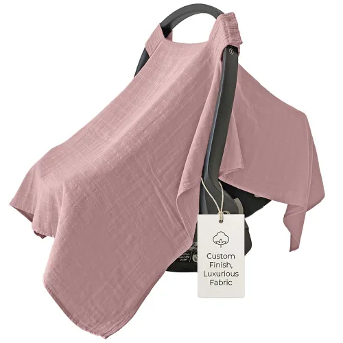 Vista 12 de MOZAH Funda de asiento de coche para bebé, hojas beige, 100% muselina orgánica, suave, transpirable y ligera, esencial para asiento de automóvil