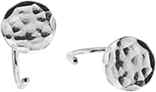 Vista 11 de Half Huggie Hammered Silver Disc Hoop Earrings for Women Tiny Cartilage Birthstone Stud Piercing Earring Hypoallergenic Screw Back Dainty Hug
