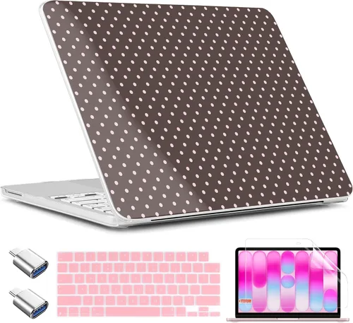 Vista 47 de TWOLSKOO Funda para MacBook Neo de 13 pulgadas 2026 A3404 A18 Pro Chip, funda rígida de plástico con adaptador tipo C, 2 fundas para cámara web