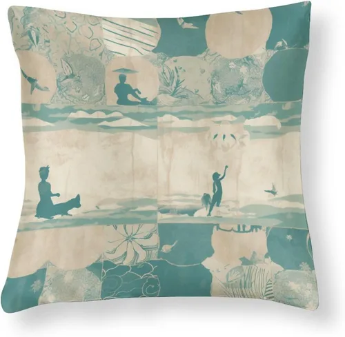 Vista 10 de Fundas de almohada cuadradas de satén rústico de dibujos animados con cremallera de 16 x 16 pulgadas, fundas de almohada para sofá, muebles