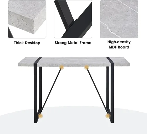 Vista 2 de 55 inch Kitchen Table for 4 People, Rectangular Dinner Table Easy Assembly, (Gray)(ONLY Table) UA736