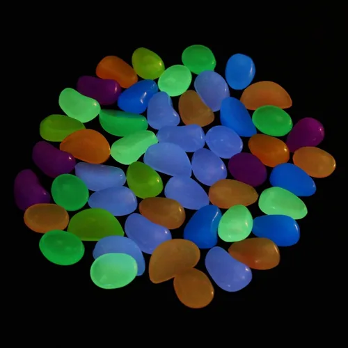 Vista 7 de In The Dark Rocks, 50 piezas de piedras coloridas en la oscuridad, piedras artificiales luminosas para peces, acuario, jardín, pasarela, canicas