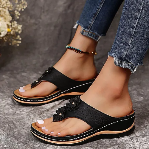 Vista 15 de Sandalias ortopédicas para mujer, pantuflas para caminar con soporte de arco, sandalias casuales antideslizantes A4# Caqui