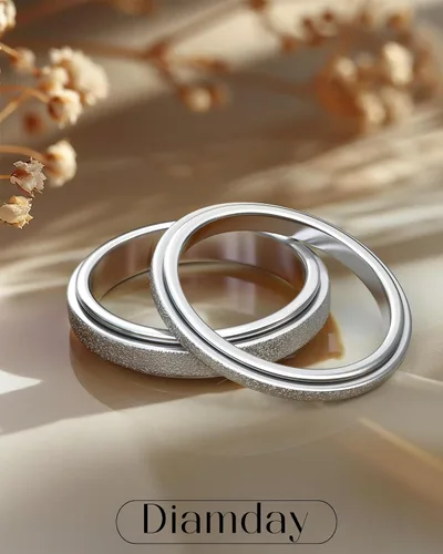 Vista 2 de Diamday Anillos Fidget para Mujeres y Hombres - Anillo Spinner de Acero Inoxidable 2/4 para Alivio de Ansiedad y Estrés con Purpurina Chorro