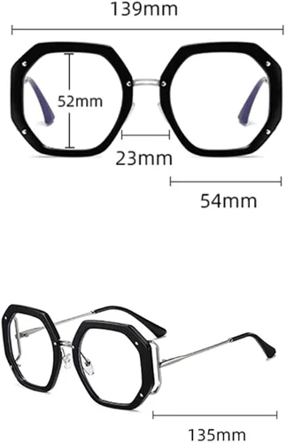 Vista 3 de Marco de gafas octágono geométrico irregular de 8 ángulos de inspiración vintage no óptico