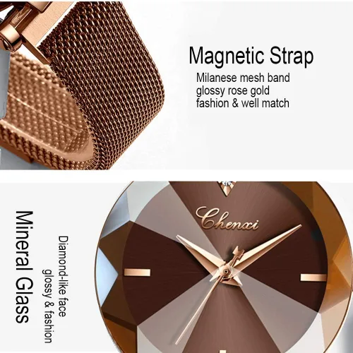 Vista 4 de MASTOP Reloj de pulsera de pulsera de acero inoxidable con correa magnética de cara de cristal para mujer
