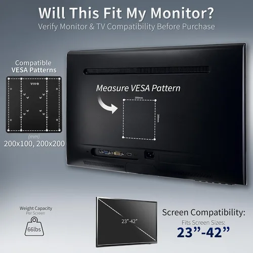 Vista 3 de VIVO Placa de Adaptador de Soporte VESA para TV y Monitor de Acero para Pantallas de 23" a 42" Kit de Conversión para VESA de hasta 200x200mm