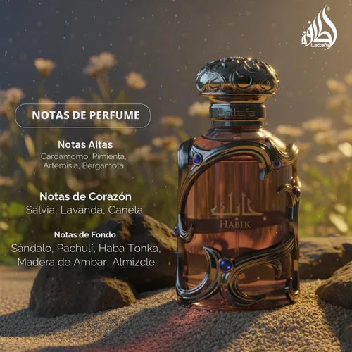 Vista 4 de Lattafa Habik – Fragancia duradera en aerosol, especiada, aromática, amaderadas y almizcladas – Eau de Parfum para hombres, 3.4 onzas / 100 ml