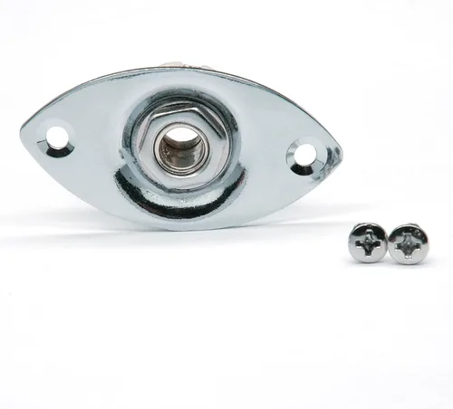 Vista 7 de Metal 1/4 "Oval Guitarra Entrada Jack Salida Placa Jackplate Socket para Fender Strat Tele (negro)