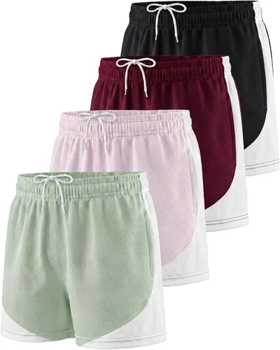 Vista 17 de Paquete de 4 pantalones cortos de malla para niñas, atléticos, baloncesto Conjunto 1