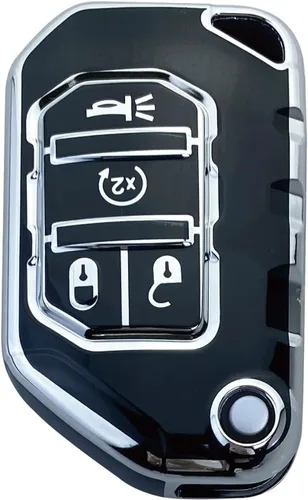 Vista 9 de Funda para Llavero Compatible con Wrangler JL JLU Gladiator JT Rubicon Sahara JLU 2018-2023 Accesorios (Negro)
