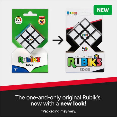 Vista 4 de Rubik’s Cube, Edge, 3x3x1 Rubik’s Cube for Beginners Single Layer Puzzle Retro Educational Brain Teaser Travel Fidget Toy for Adults & Kids Ages 8+