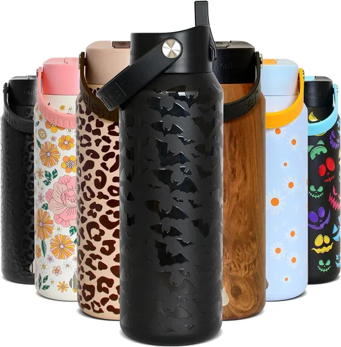 Vista 40 de Elemental Botella de agua aislada de 24 onzas con popote, botellas de agua con núcleo de acero inoxidable 100% a prueba de fugas para viajes, Beige