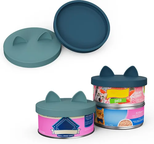 Vista 11 de Paquete de 2 tapas para latas de comida para mascotas, (12.5-14 onzas), sin BPA, fundas de silicona para latas de comida para gatos y perros